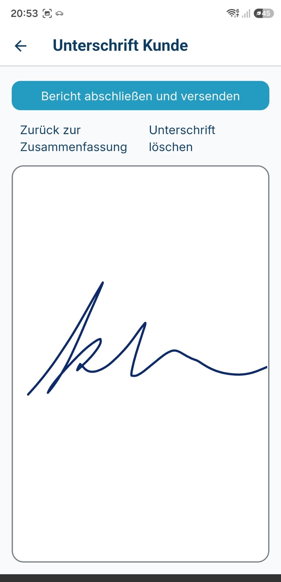 Digitale Kundenunterschrift