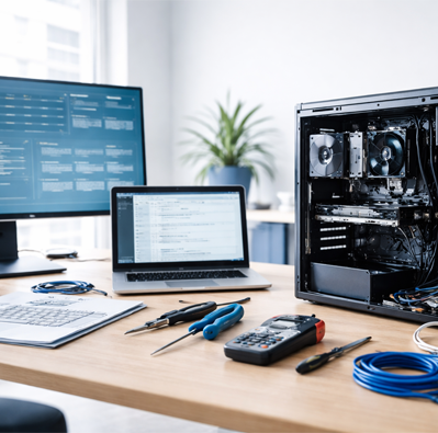 IT-Service Arbeitsplatz mit Computertechnik